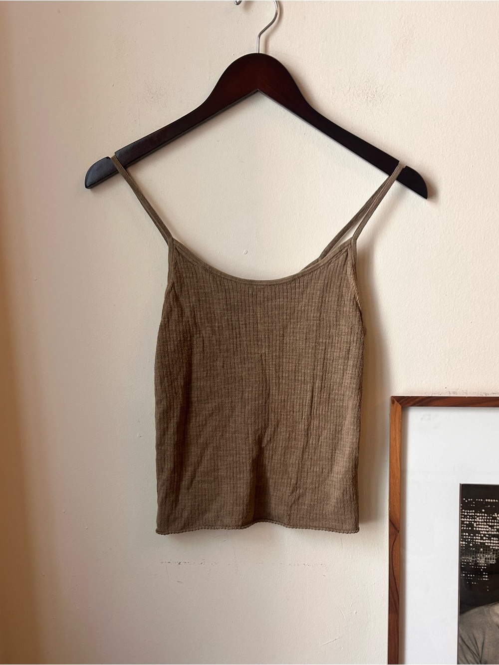 buck mason willow green coastal linen rib camisole tank cami - Picture 2 of 10